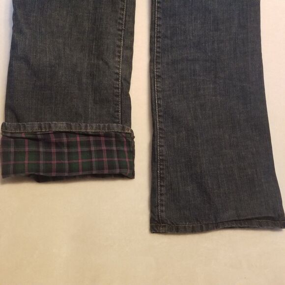 Eddie Bauer 6 Jeans Flannel Lined Straight Leg Dark Wash Workwear Outdoors Chore - Picture 2 of 10